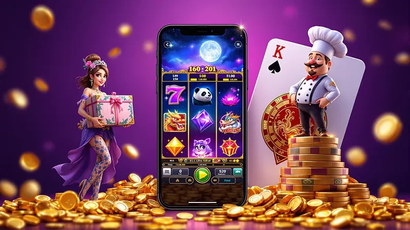 หน้าจอเกมสีสันสดใสสำหรับดูผลลัพธ์และกิจกรรมในบัญชี